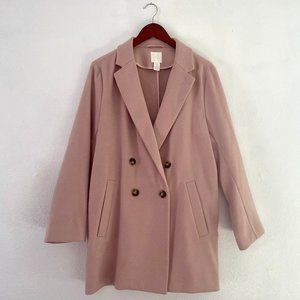 H&M double-breasted powder pink coat
